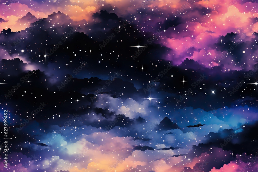 Poster abstract pattern resembling a celestial sky with stars and galaxies fantasy generative ai