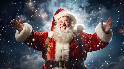 funny Santa Claus , christmas background. ai generative
