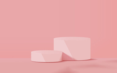 Minimal scene 3D realistic background. pink podium with shadow
