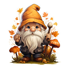 Cute Fall Gnome Clipart Illustration