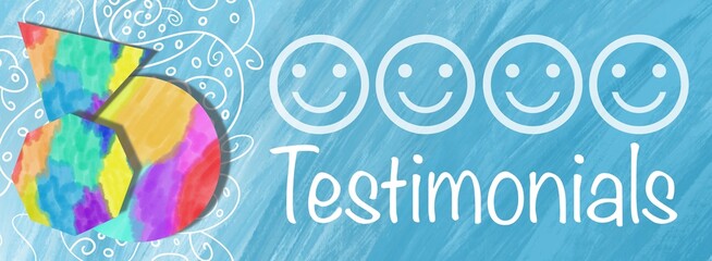 Testimonials Blue Colorful Design Elements Text Horizontal