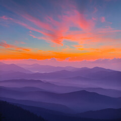 Naklejka na ściany i meble mountain ridge silhouette at the twilight