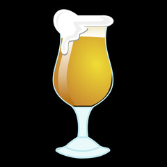 vector glass of beer on a BLACK background