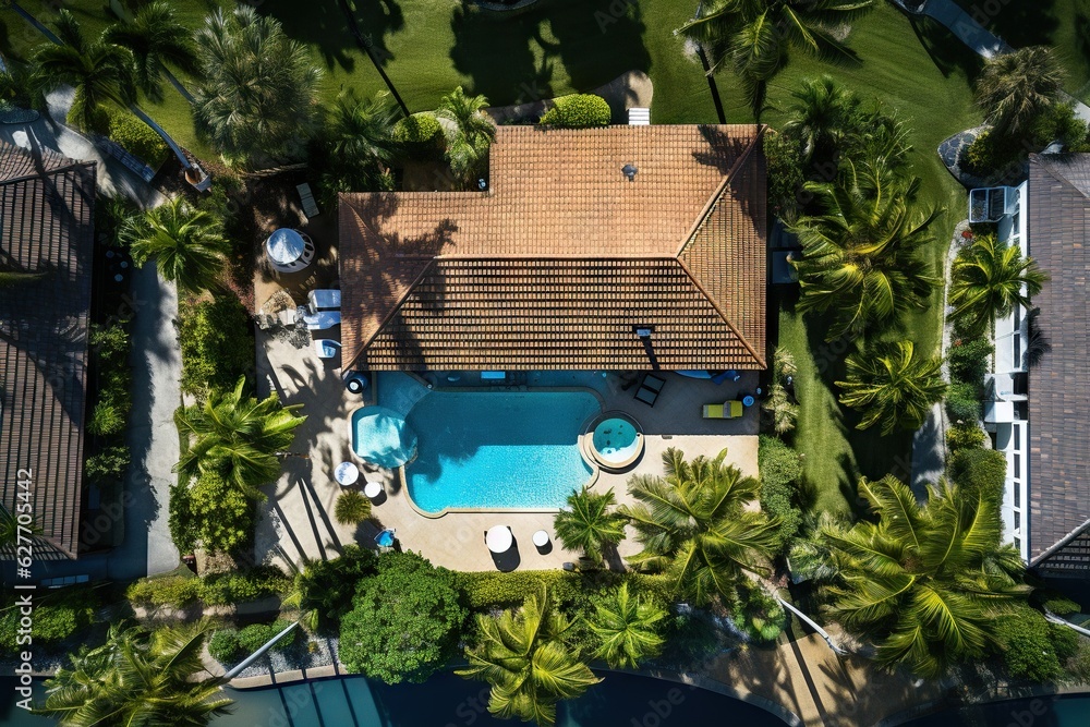 Poster top view image of a drone capturing images for real estate listings or property surveys idyllic gene