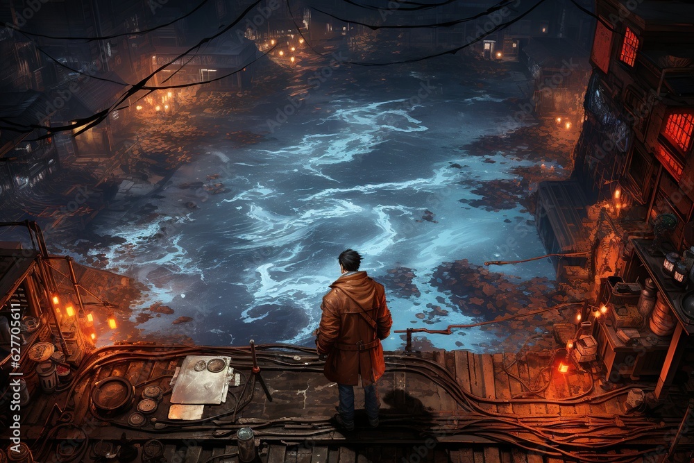 Poster top view image of a person engaging in a competitive fighting game danger generative ai