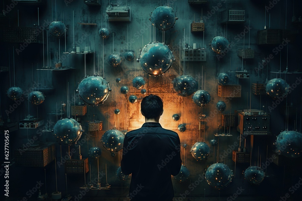 Fototapete top view image of a person managing network network port security and mac address filtering engineer