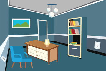 Illustration of the living room with table light color.