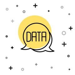 Black line Data analysis icon isolated on white background. Business data analysis process, statistics. Charts and diagrams. Random dynamic shapes. Vector