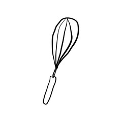 Fototapeta premium Doodle wire whisk icon in vector. Hand drawn wire whisk icon in vector