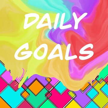Daily Goals Colorful Squares Grid Liquid Paint Text 