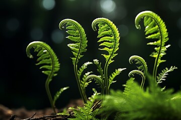 Fern leaves unfurling in a time-lapse sequence.