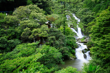 夏の見帰りの滝　佐賀県唐津市　Mikaeri Falls in summer. Saga Pref, Karatsu City.