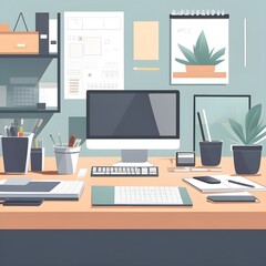 Minimalist set up for personal workspace