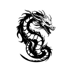 Dragon vector illustration, dragon icon, isolated on white background.