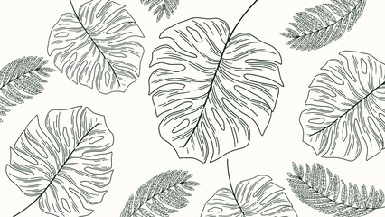 Simple seamless leaf leaves decorative Background Vector Illustration with minimalistic Texture
