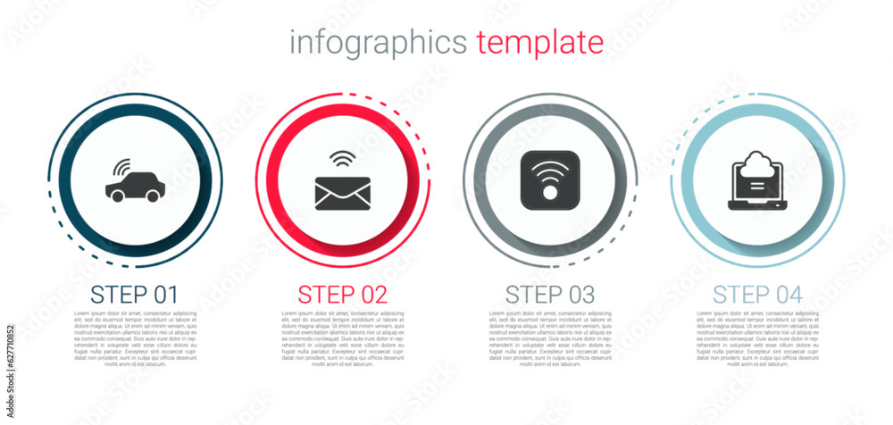 Poster set smart car system, mail and e-mail, wi-fi wireless internet and network cloud connection. busines