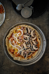 half pizza hawaiian and mushrooms