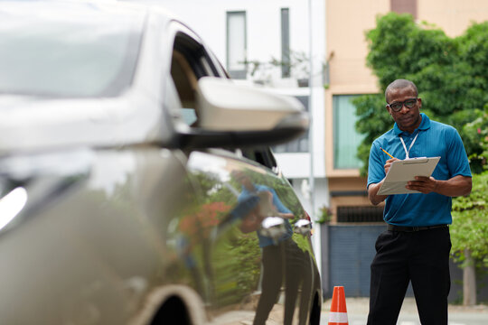 Man Practicing Reverse Parking