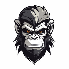 Obraz premium Esport vector logo chimpanzee, chimpanzee icon, chimpanzee head, vector
