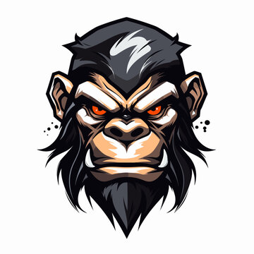 Esport vector logo chimpanzee, chimpanzee icon, chimpanzee head, vector