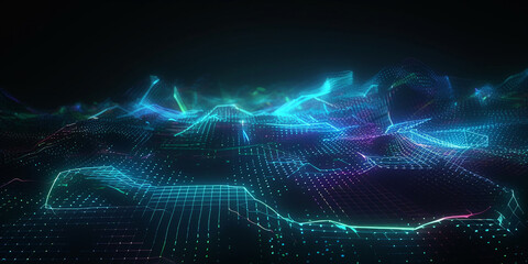 beautiful 3D hologram on a dark background. Generative AI