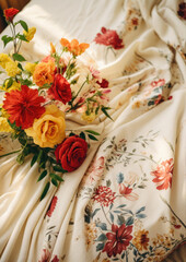 Chintz is a glazed cotton fabric with colorful patterns, printed or hand-painted with lush flowers and fancy floral motifs. Chintz patterns are associated with outdoor life, rural flair.