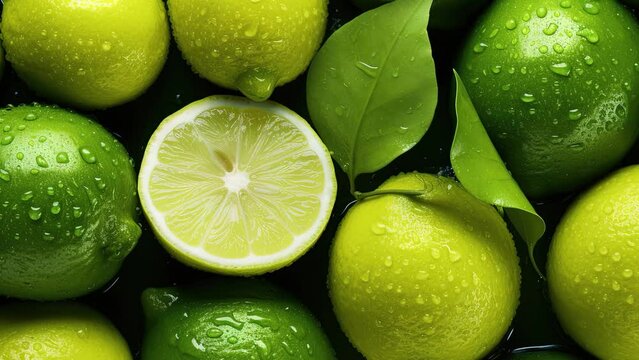 Movement of fresh lemon. Background and texture. View from above.
