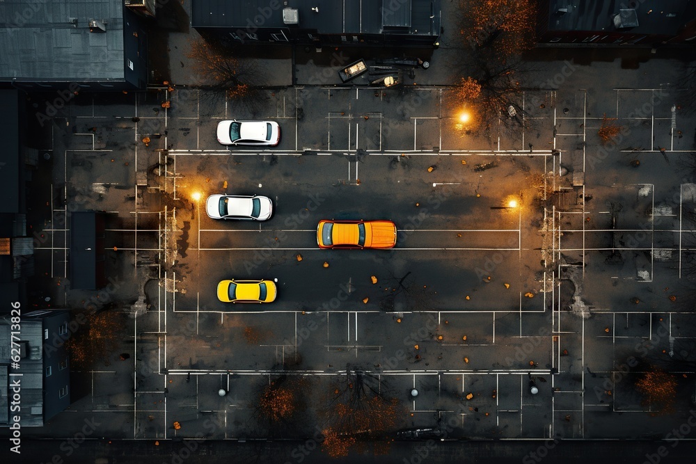 Poster top view image of a drone capturing the pattern and symmetry of an urban street outdoors generative 