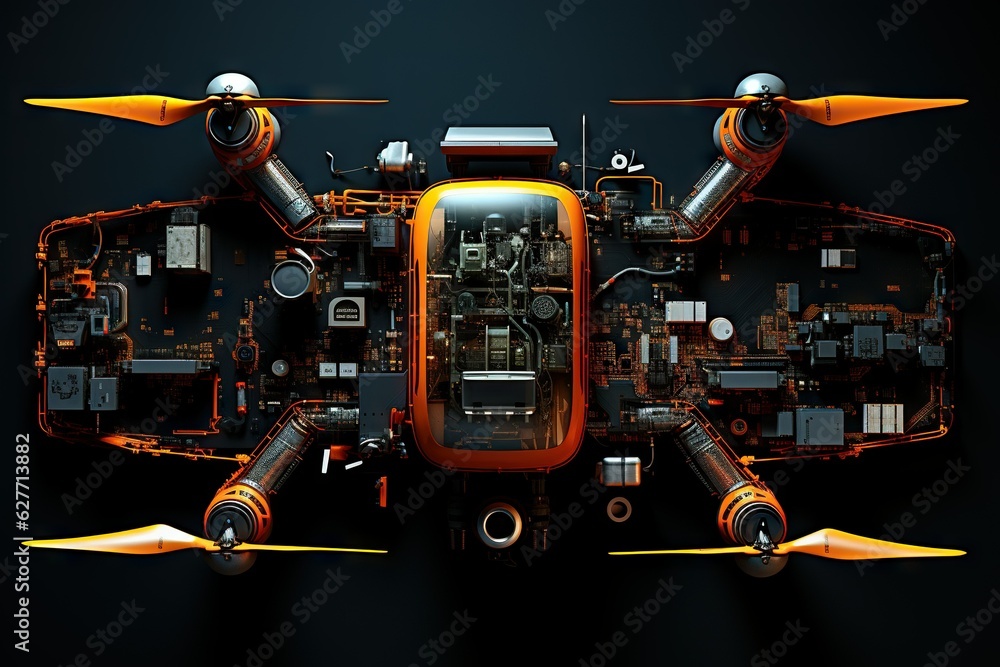 Poster top view image of a drone with aibased object detection and tracking capabilities computer generativ