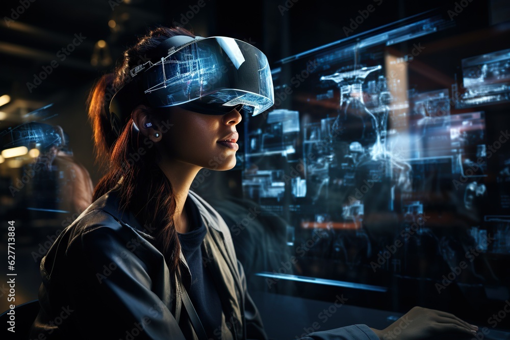 Poster top view image of a person attending a virtual reality training session for professional development