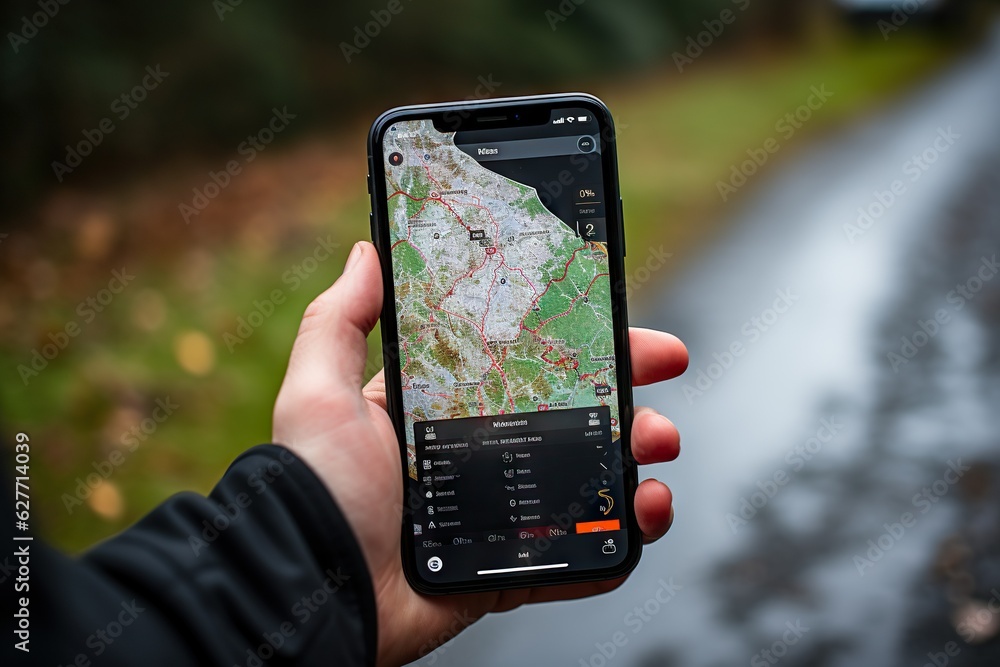 Poster Top View Image Of A Person Using A Mobile Weather App To Check The Forecast Connection Generative AI