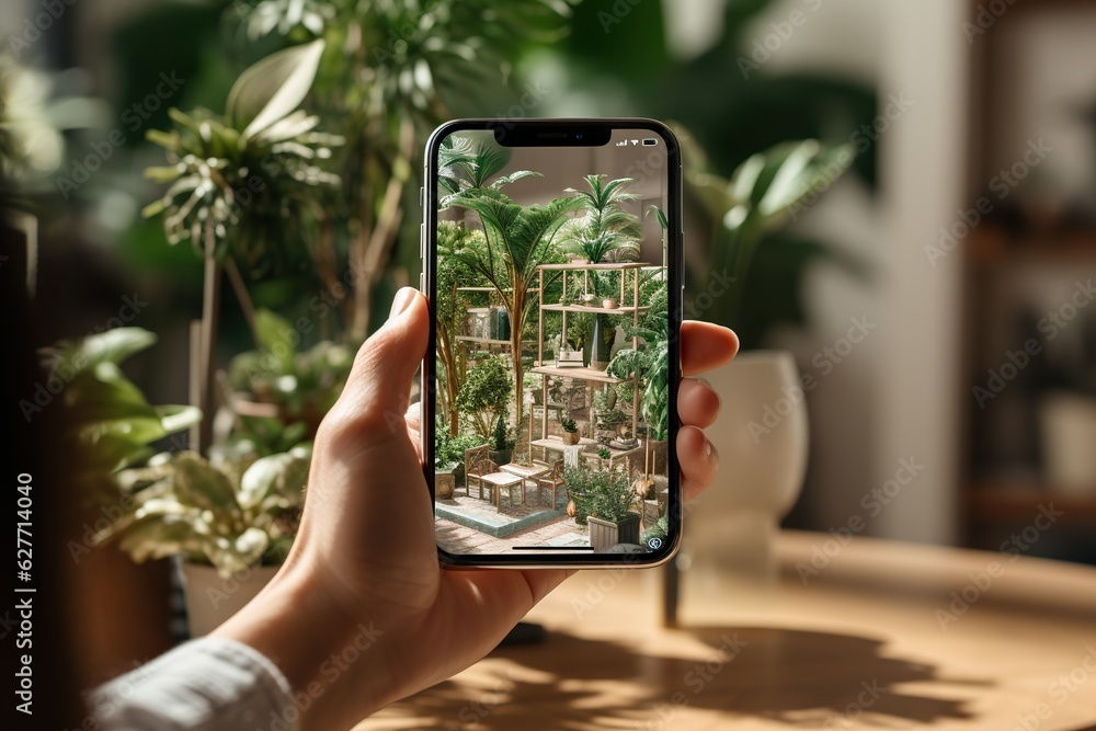 Poster Top View Image Of A Person Using A Smartphone For Immersive And Interactive Augmented Reality Experiences Touch screen Generative AI