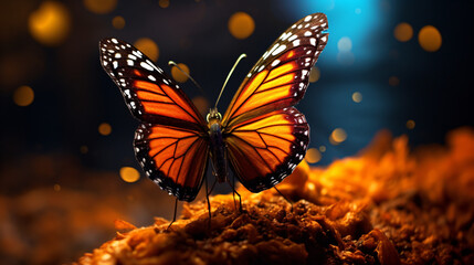 Fototapeta na wymiar Macro image of orange butterfly Monarch