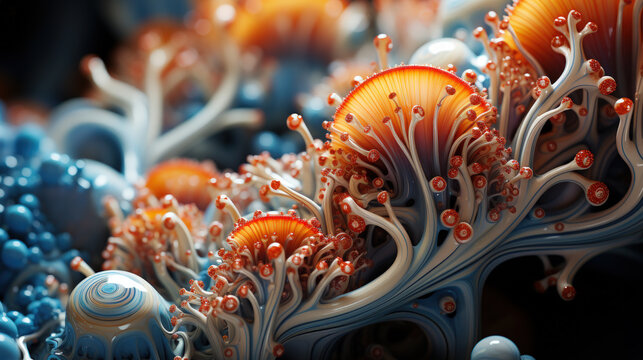 Infinite Enigma: 3D Mandelbulb Fractal Macro. Generative AI