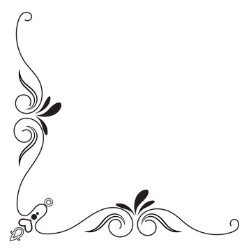 Flower roll, corner design. border decorative illustration photo frame