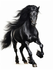 Black horse mane tail hooves an animal is a friend of a person, a pet