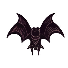 Halloween element bat. Hand drawn vector illustration. Perfect for scrapbooking, card, invitation, poster, sticker kit.