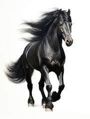 Naklejka na ściany i meble Black horse mane tail hooves an animal is a friend of a person, a pet