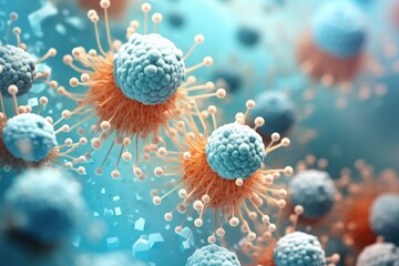 Molecular structure of cancer cells under microscope, realistic macro indoor part of body.