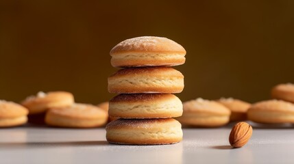 A French almond cookies in modern minimalist style. AI generated