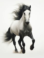 Obraz na płótnie Canvas Black horse mane tail hooves an animal is a friend of a person, a pet