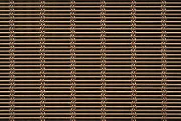 Closeup view of golden brown woven metal blind - background with textured pattern