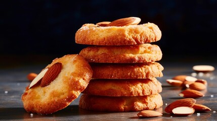 A stack of French almond cookies, a gourmet delight. AI generated