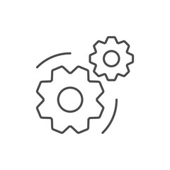 Two cogwheels line outline icon