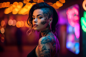 Portrait of a cute Latina girl in a club