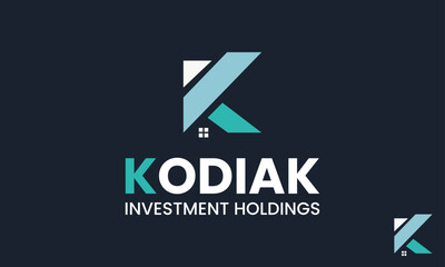 Initial Letter K Logo Design Template With Real Estate Logo. Modern K Logo Design.