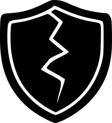 Broken shield line icon. linear style sign for mobile concept and web sign, symbol, vector, art