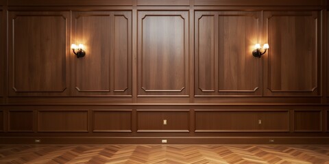 Opulent Elegance: Luxurious Hallway Adorned with Exquisite Wood Panels. Generative Ai
