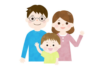 家族の水彩風イラスト