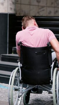 Paralyzed Man With Disability Stair Access